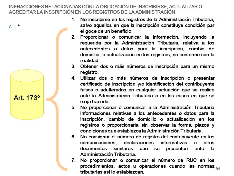 INFRACCIONES RELACIONADAS CON LA OBLIGACIÓN DE INSCRIBIRSE, ACTUALIZAR O ACREDITAR LA INSCRIPCIÓN EN LOS REGISTROS DE LA ADMINISTRACIÓN