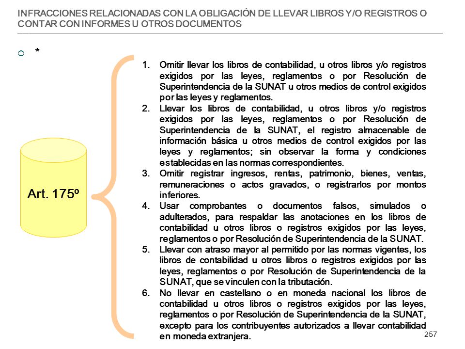 INFRACCIONES RELACIONADAS CON LA OBLIGACIÓN DE LLEVAR LIBROS Y/O REGISTROS O CONTAR CON INFORMES U OTROS DOCUMENTOS