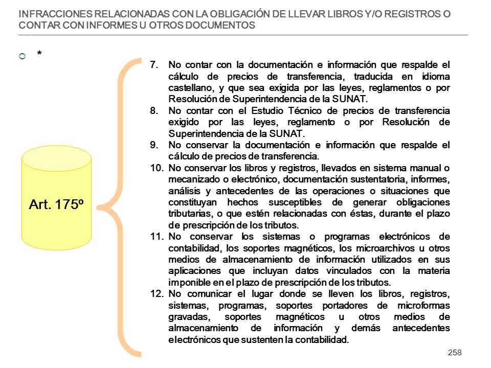INFRACCIONES RELACIONADAS CON LA OBLIGACIÓN DE LLEVAR LIBROS Y/O REGISTROS O CONTAR CON INFORMES U OTROS DOCUMENTOS