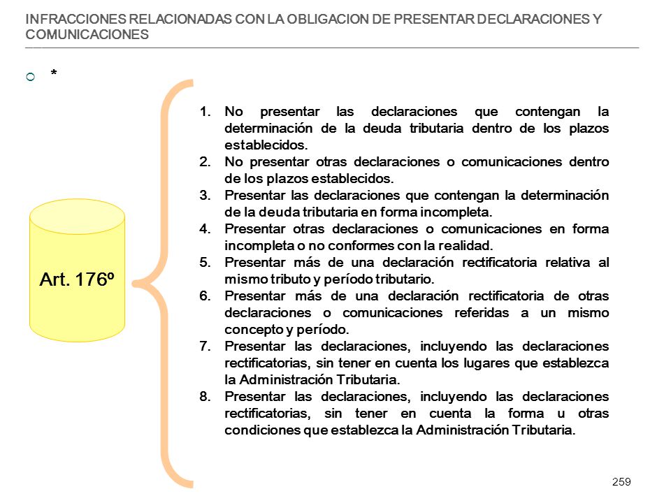 INFRACCIONES RELACIONADAS CON LA OBLIGACION DE PRESENTAR DECLARACIONES Y COMUNICACIONES