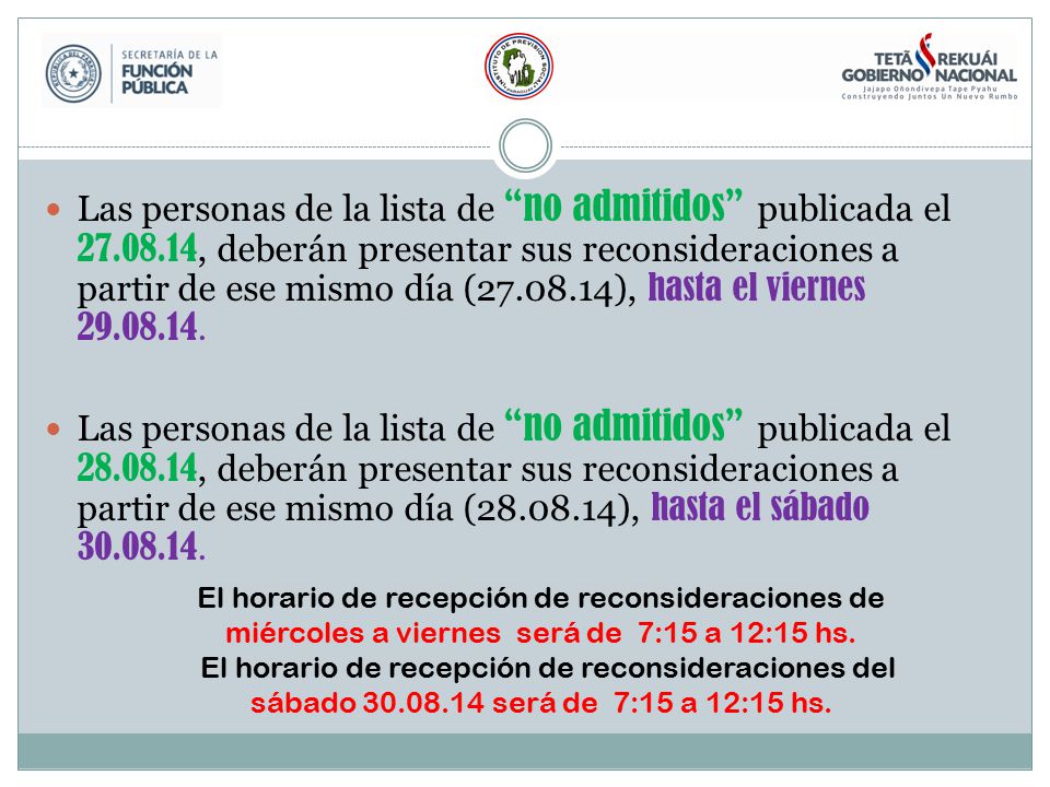 Las personas de la lista de no admitidos publicada el