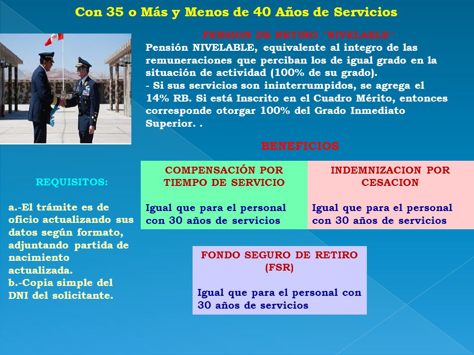 Con 35 o Más y Menos de 40 Años de Servicios