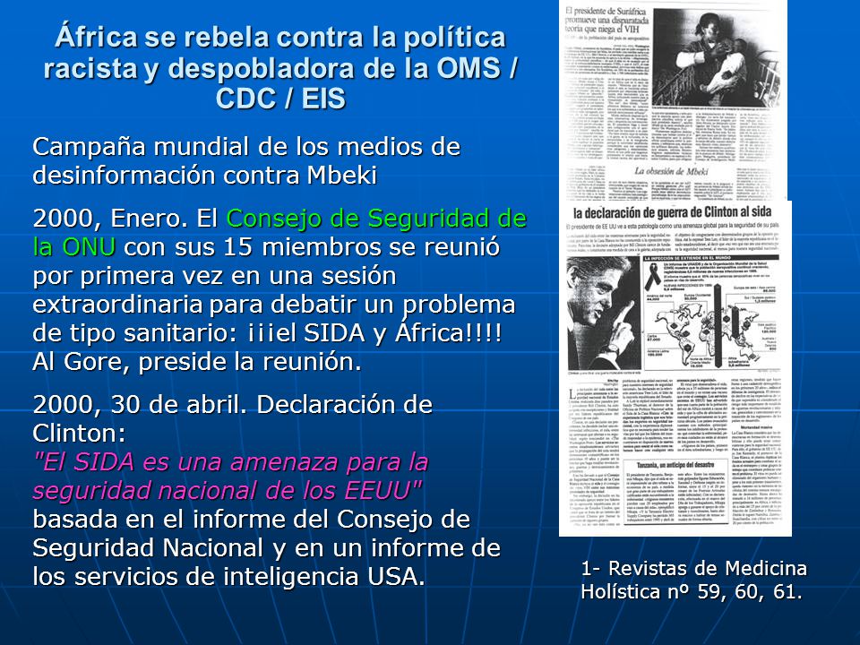 África se rebela contra la política racista y despobladora de la OMS / CDC / EIS