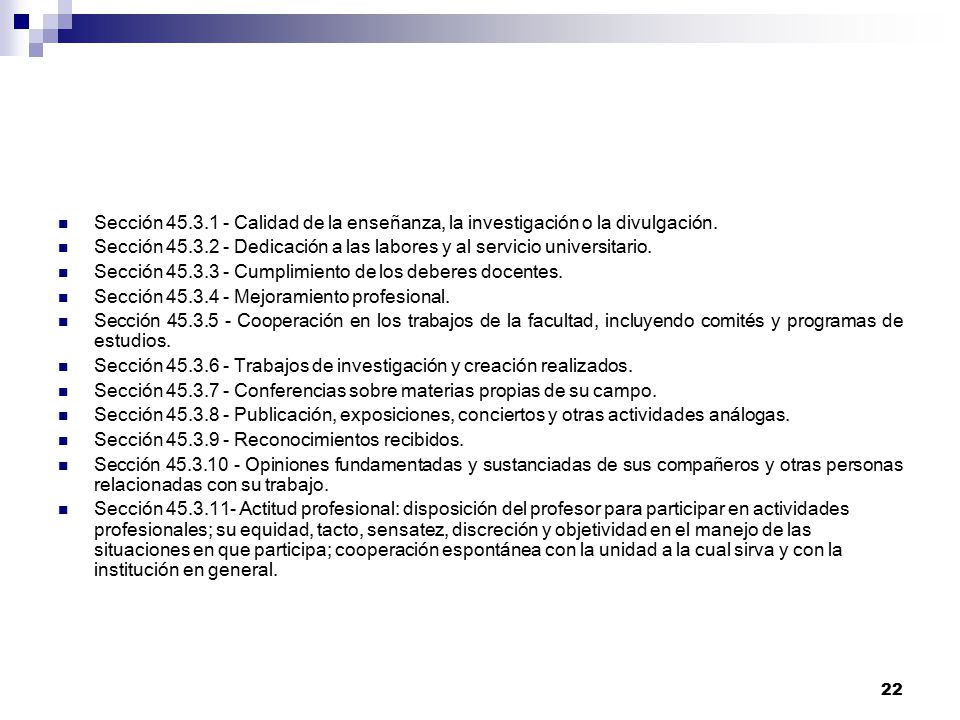 Sección Calidad de la enseñanza, la investigación o la divulgación.