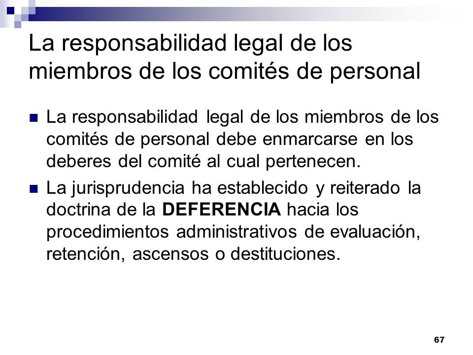 La responsabilidad legal de los miembros de los comités de personal