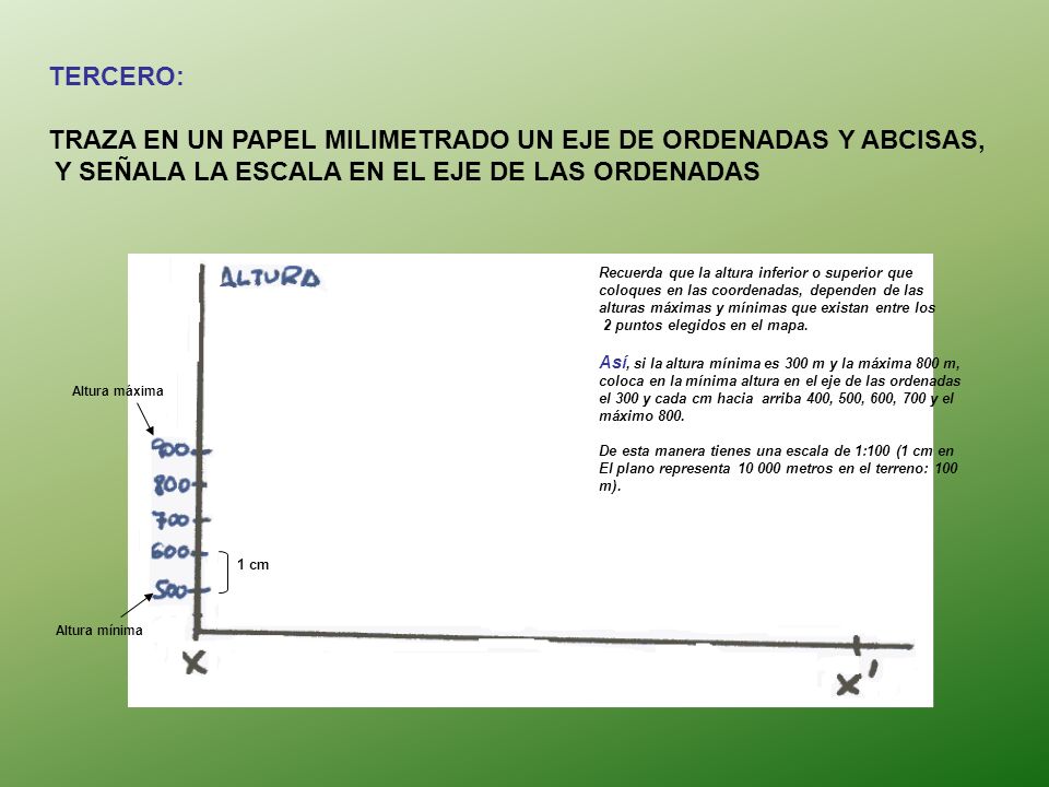 TRAZA EN UN PAPEL MILIMETRADO UN EJE DE ORDENADAS Y ABCISAS,