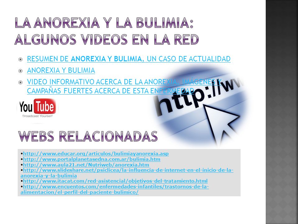 La anorexia y la bulimia: ALGUNOS VIDEOS en la red