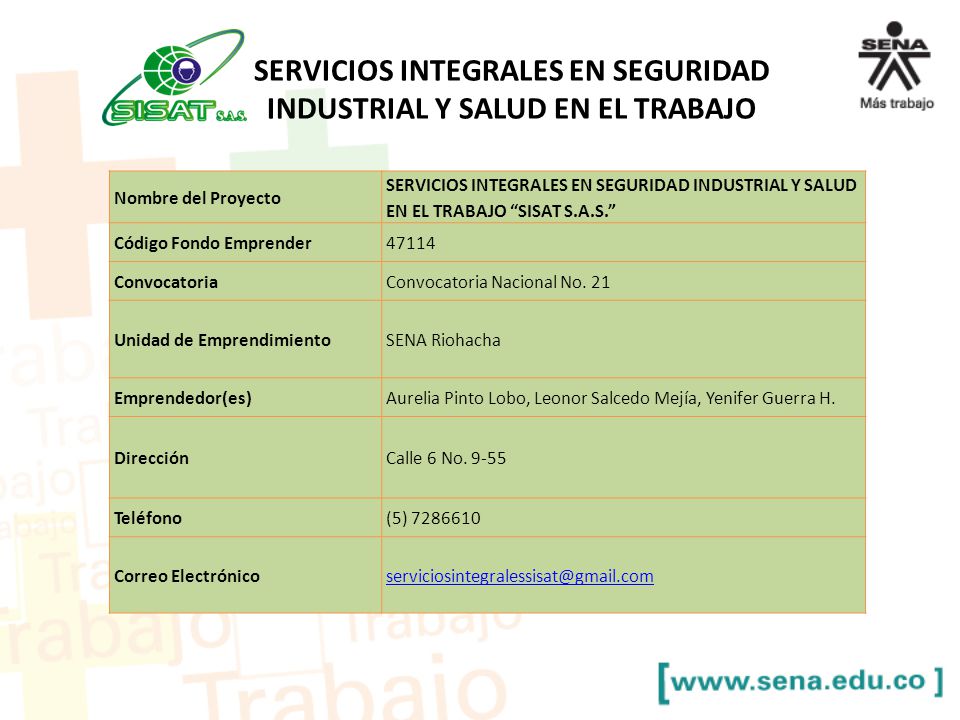 SERVICIOS INTEGRALES EN SEGURIDAD INDUSTRIAL Y SALUD EN EL TRABAJO