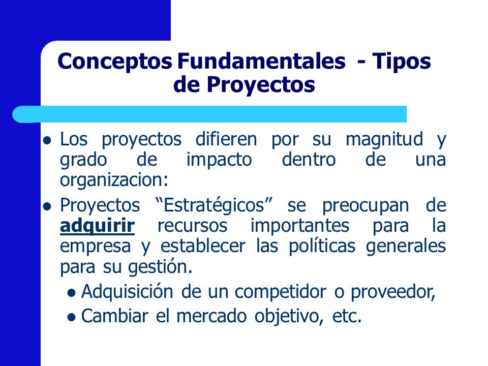 Conceptos Fundamentales - Tipos de Proyectos