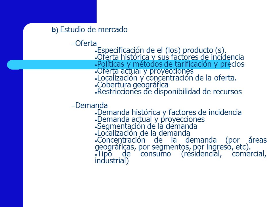 Especificación de el (los) producto (s).