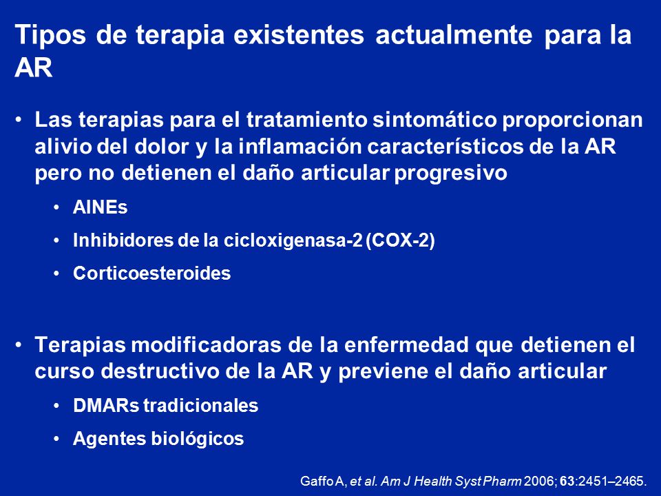 Tipos de terapia existentes actualmente para la AR