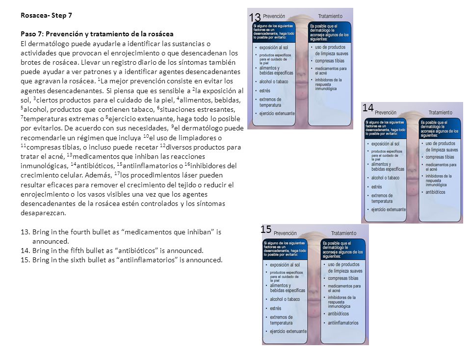 Rosacea- Step 7 Paso 7: Prevención y tratamiento de la rosácea.