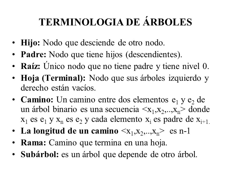 TERMINOLOGIA DE ÁRBOLES