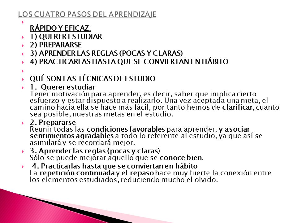 LOS cuatro PASOS DEL APRENDIZAJE