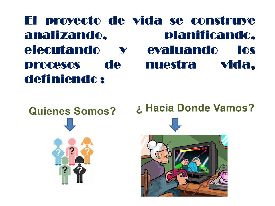 El proyecto de vida se construye analizando, planificando, ejecutando y evaluando los procesos de nuestra vida, definiendo :