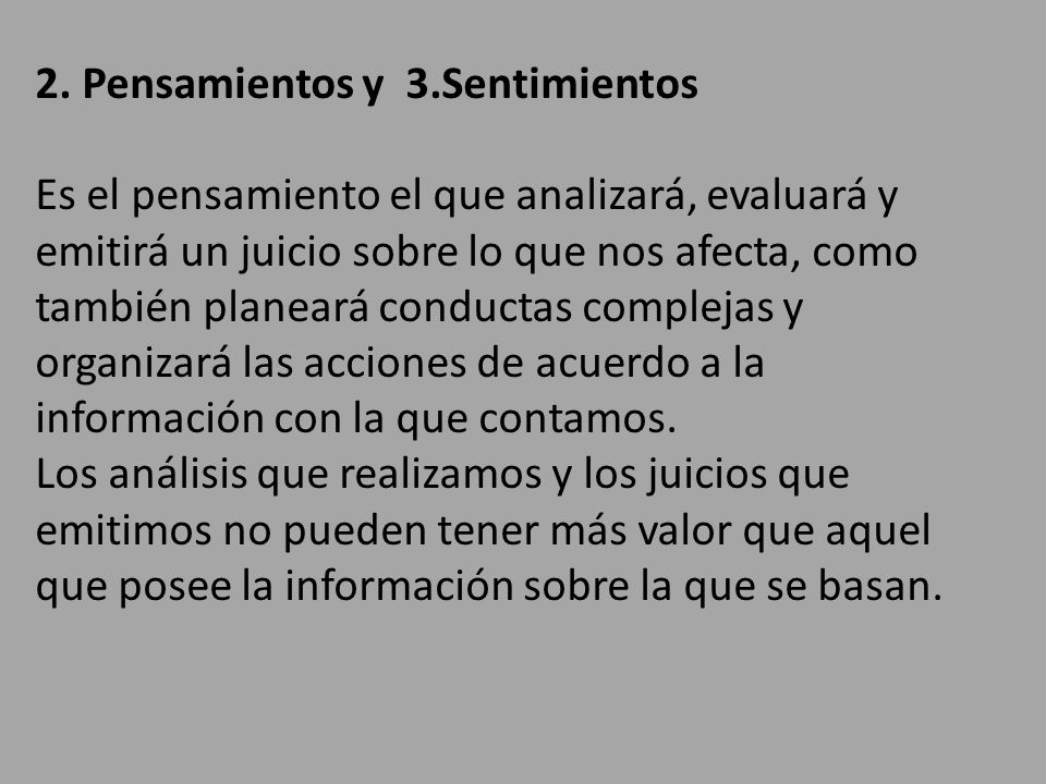 2. Pensamientos y 3.Sentimientos