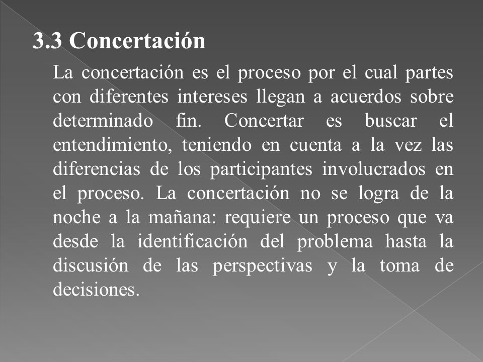 3.3 Concertación