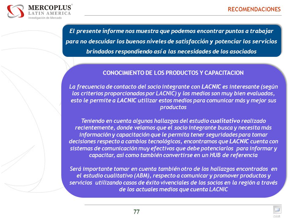 CONOCIMIENTO DE LOS PRODUCTOS Y CAPACITACION