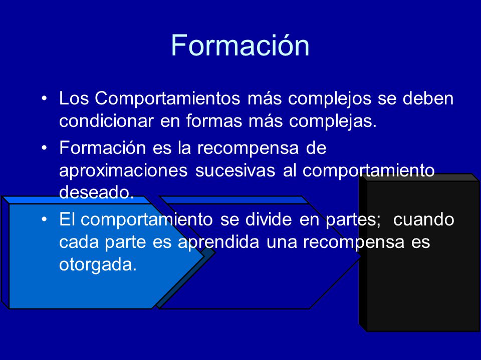 Formación Los Comportamientos más complejos se deben condicionar en formas más complejas.