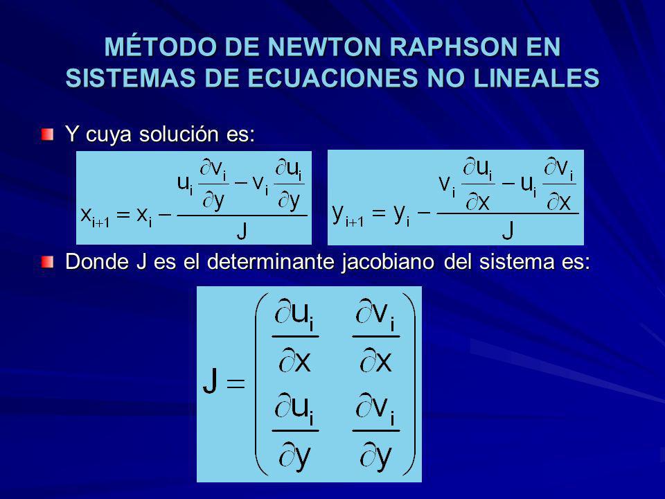 MÉTODO DE NEWTON RAPHSON EN SISTEMAS DE ECUACIONES NO LINEALES