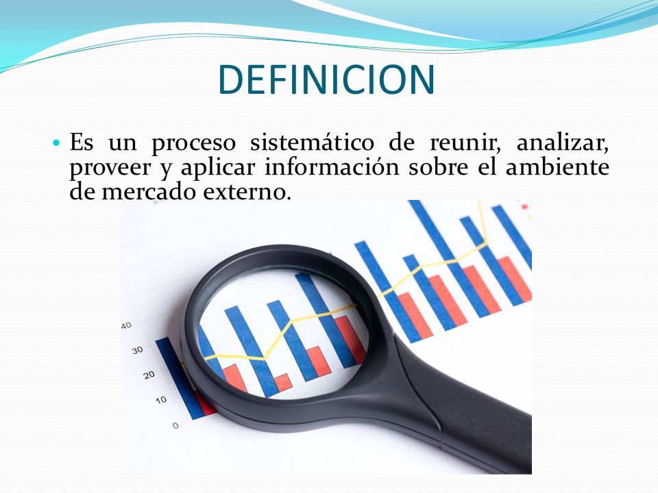 DEFINICION Es un proceso sistemático de reunir, analizar, proveer y aplicar información sobre el ambiente de mercado externo.