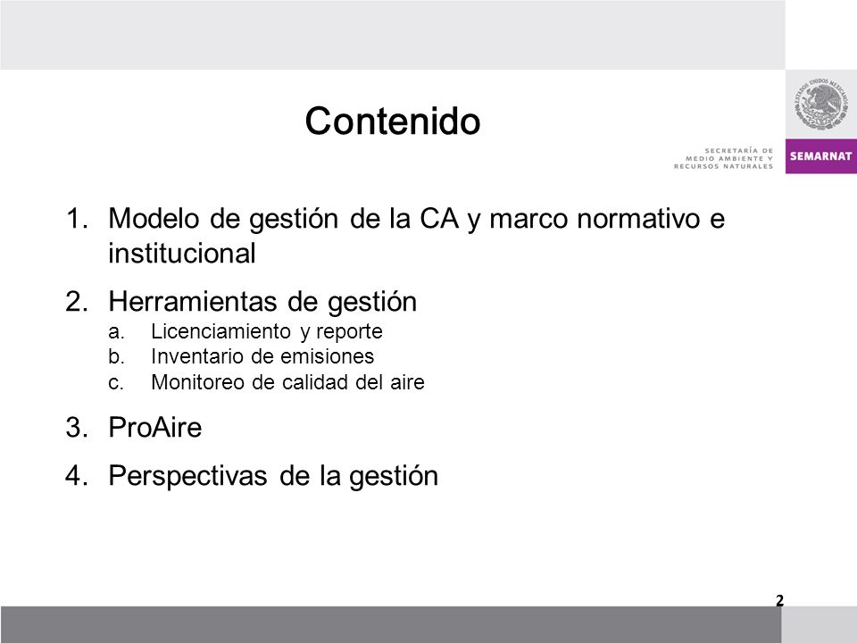 Contenido Modelo de gestión de la CA y marco normativo e institucional