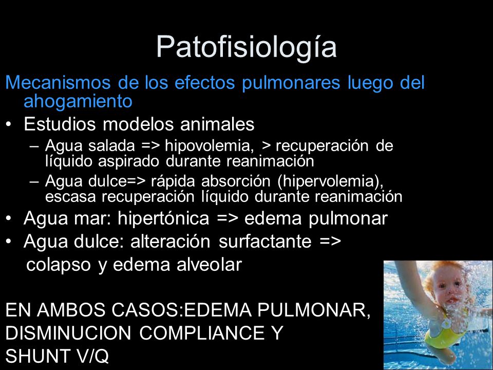 Patofisiología Mecanismos de los efectos pulmonares luego del ahogamiento. Estudios modelos animales.
