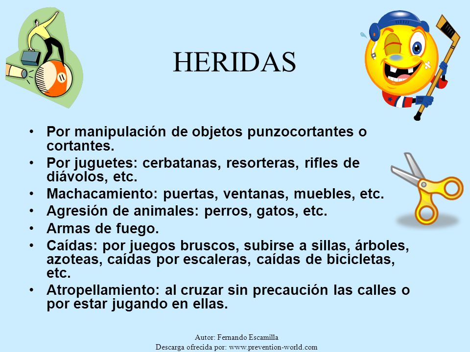 HERIDAS Por manipulación de objetos punzocortantes o cortantes.