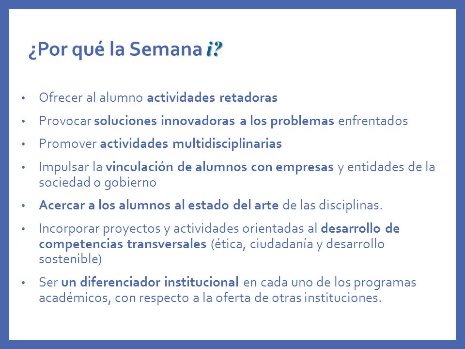 ¿Por qué la Semana i Ofrecer al alumno actividades retadoras
