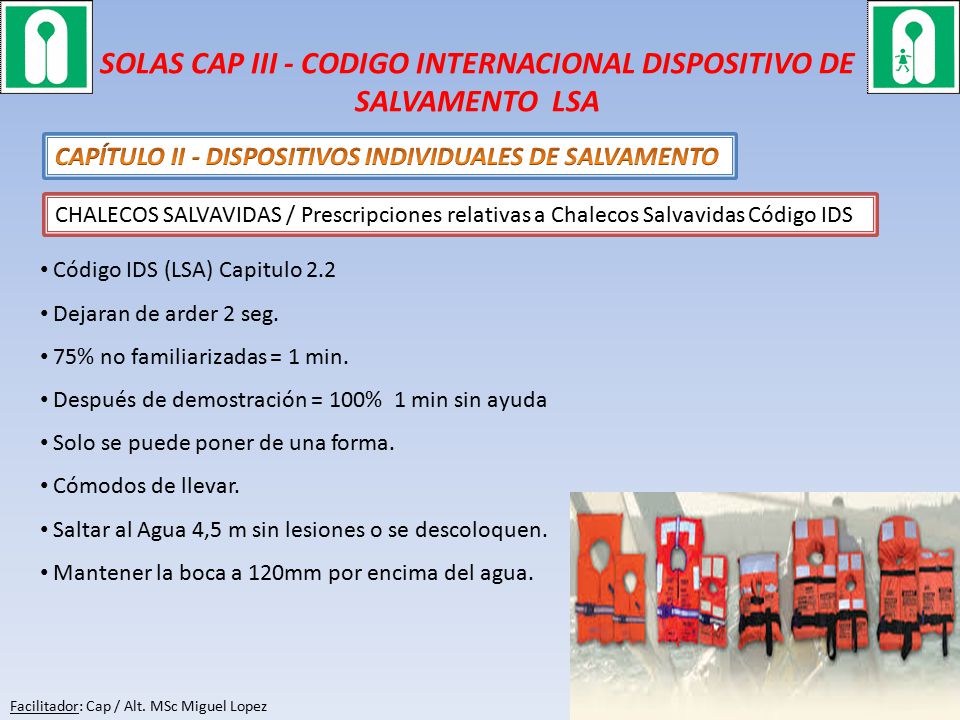 SOLAS CAP III - CODIGO INTERNACIONAL DISPOSITIVO DE SALVAMENTO LSA
