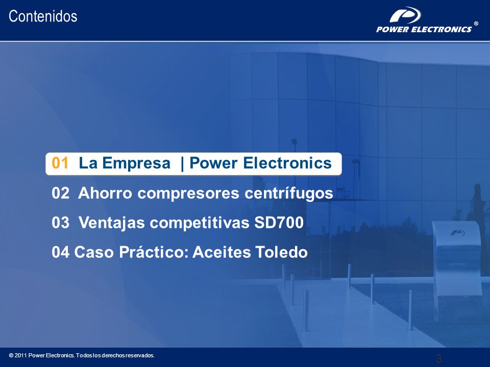 01 La Empresa | Power Electronics 02 Ahorro compresores centrífugos