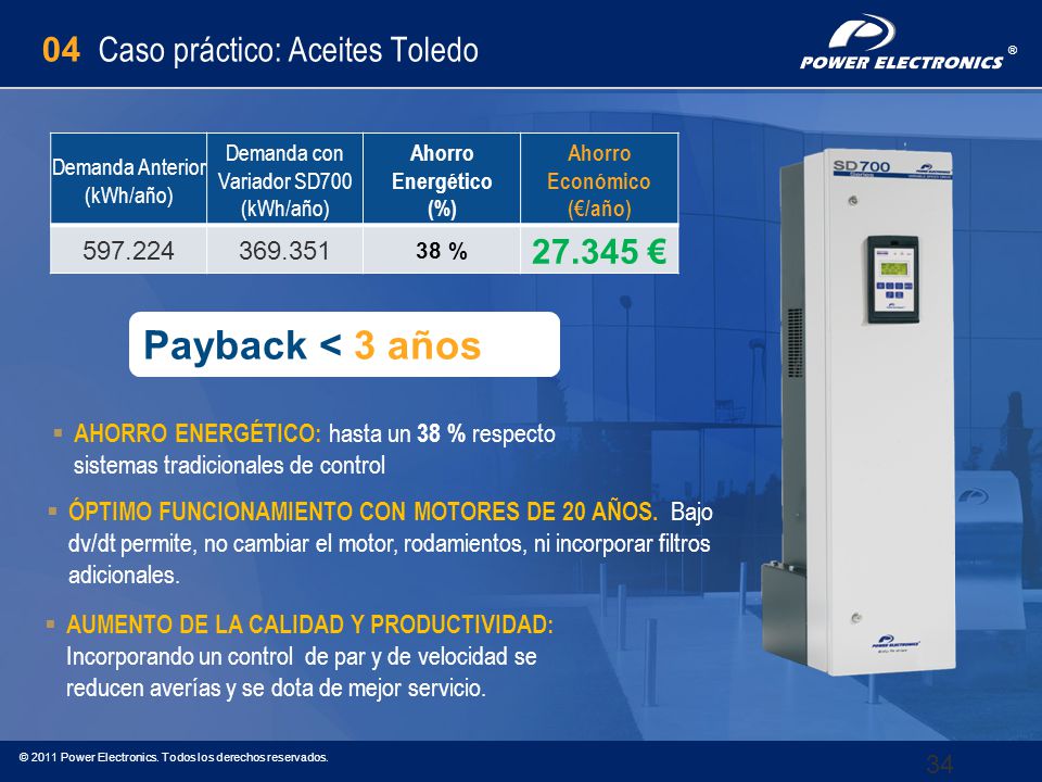 Payback < 3 años 04 Caso práctico: Aceites Toledo €
