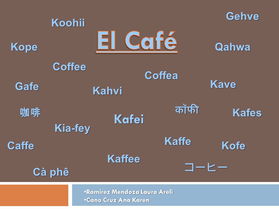 El Café Kafei Gehve Koohii Kope Qahwa Coffee Coffea Kave Gafe Kahvi
