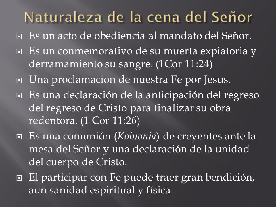 Naturaleza de la cena del Señor