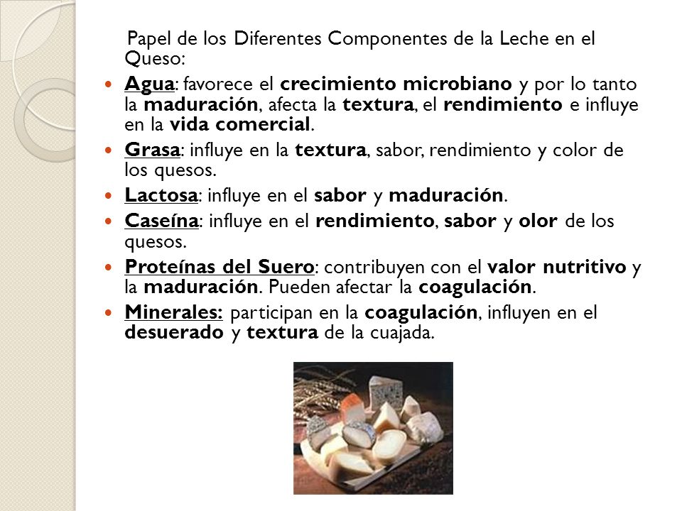 Papel de los Diferentes Componentes de la Leche en el Queso: