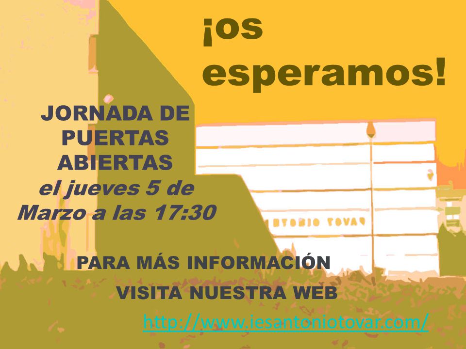 JORNADA DE PUERTAS ABIERTAS el jueves 5 de Marzo a las 17:30