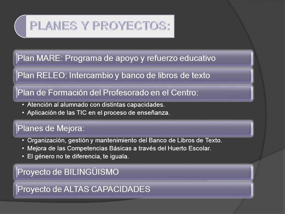 PLANES Y PROYECTOS: Plan MARE: Programa de apoyo y refuerzo educativo