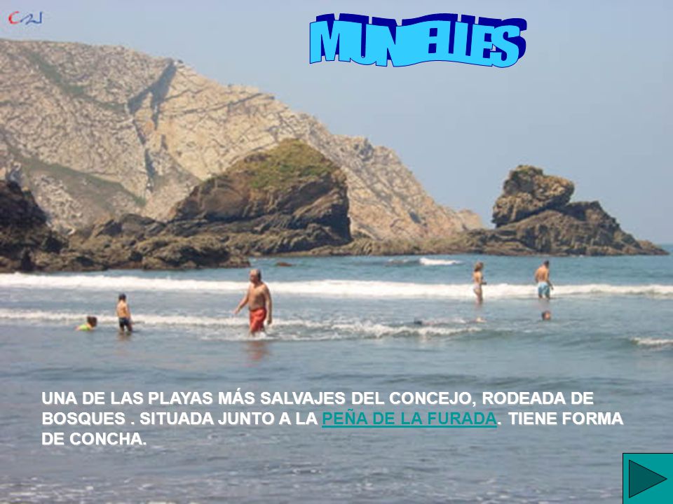 MUNIELLES UNA DE LAS PLAYAS MÁS SALVAJES DEL CONCEJO, RODEADA DE BOSQUES .