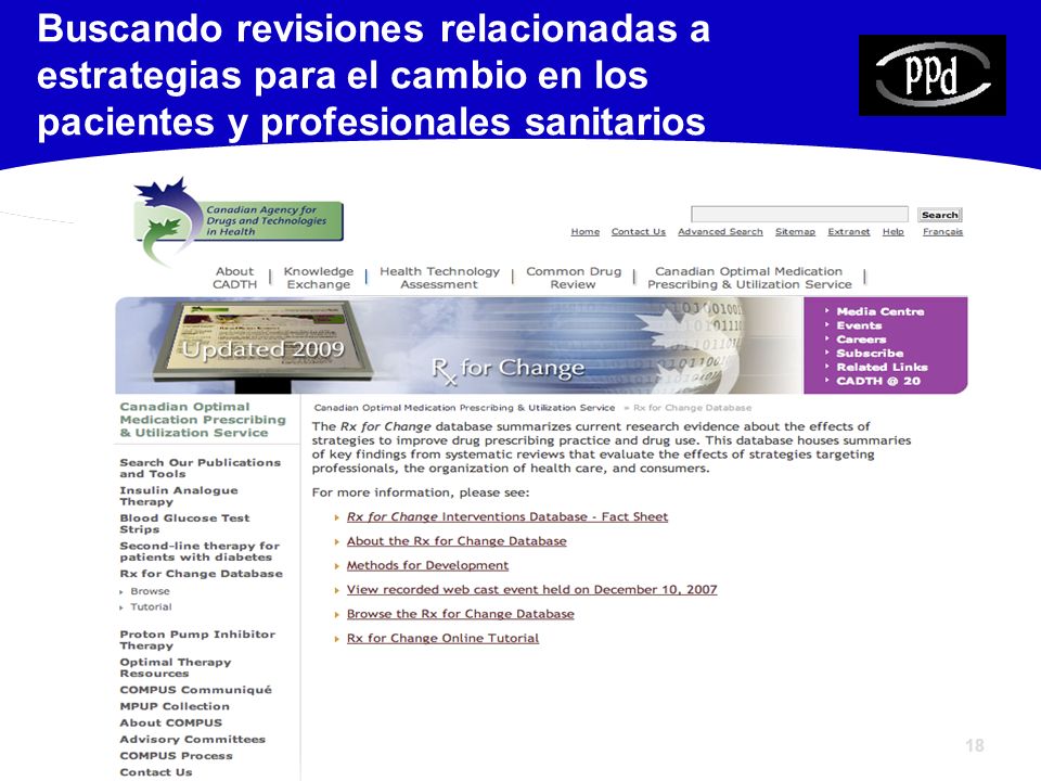 Buscando revisiones relacionadas a estrategias para el cambio en los pacientes y profesionales sanitarios