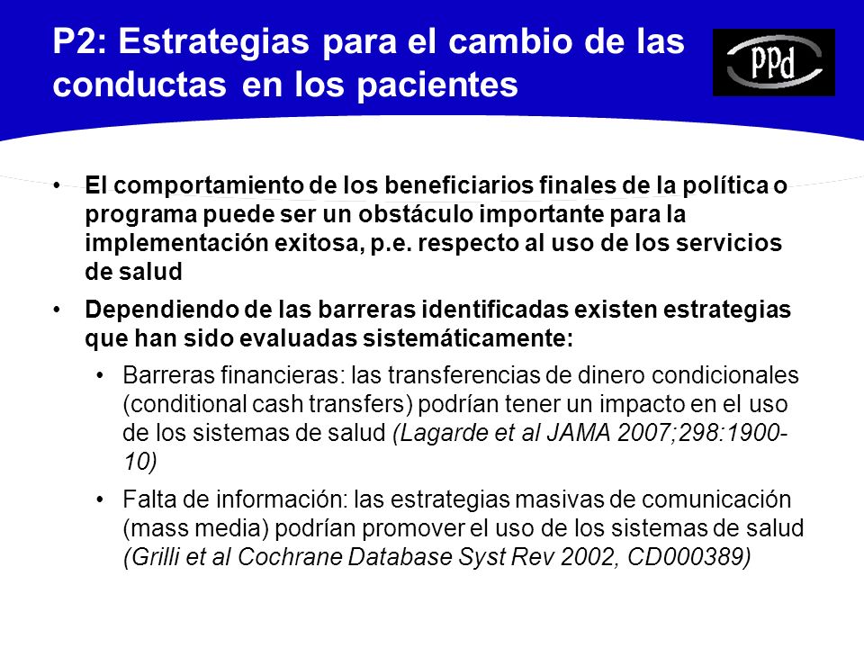P2: Estrategias para el cambio de las conductas en los pacientes