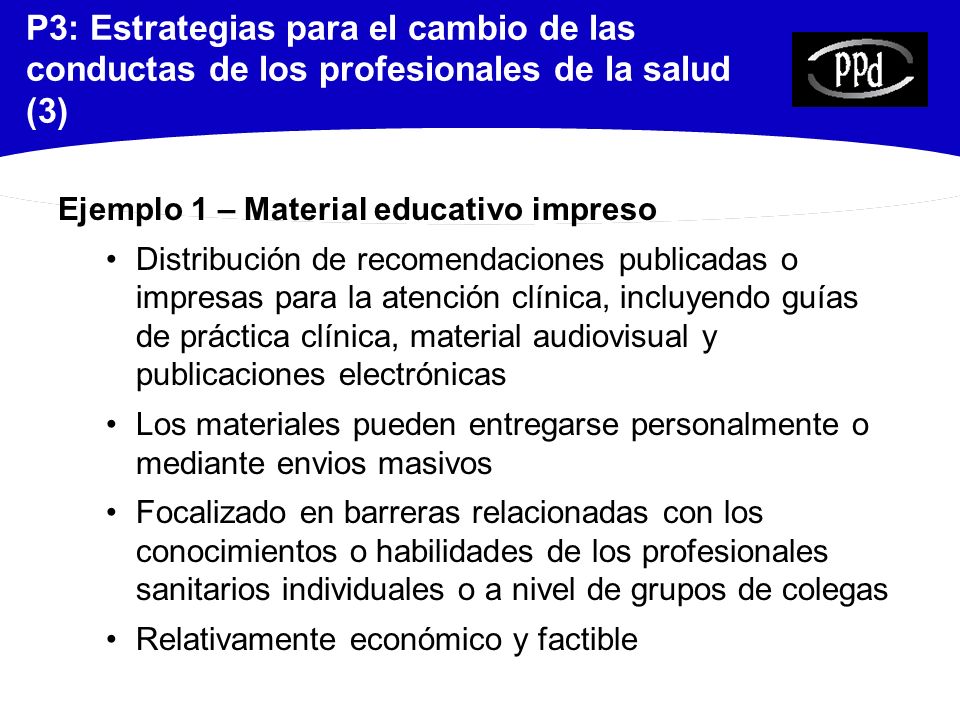 P3: Estrategias para el cambio de las conductas de los profesionales de la salud (3)