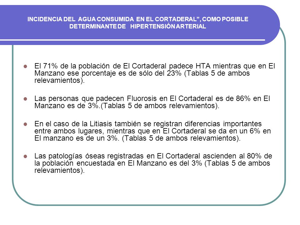INCIDENCIA DEL AGUA CONSUMIDA EN EL CORTADERAL , COMO POSIBLE DETERMINANTE DE HIPERTENSIÓN ARTERIAL
