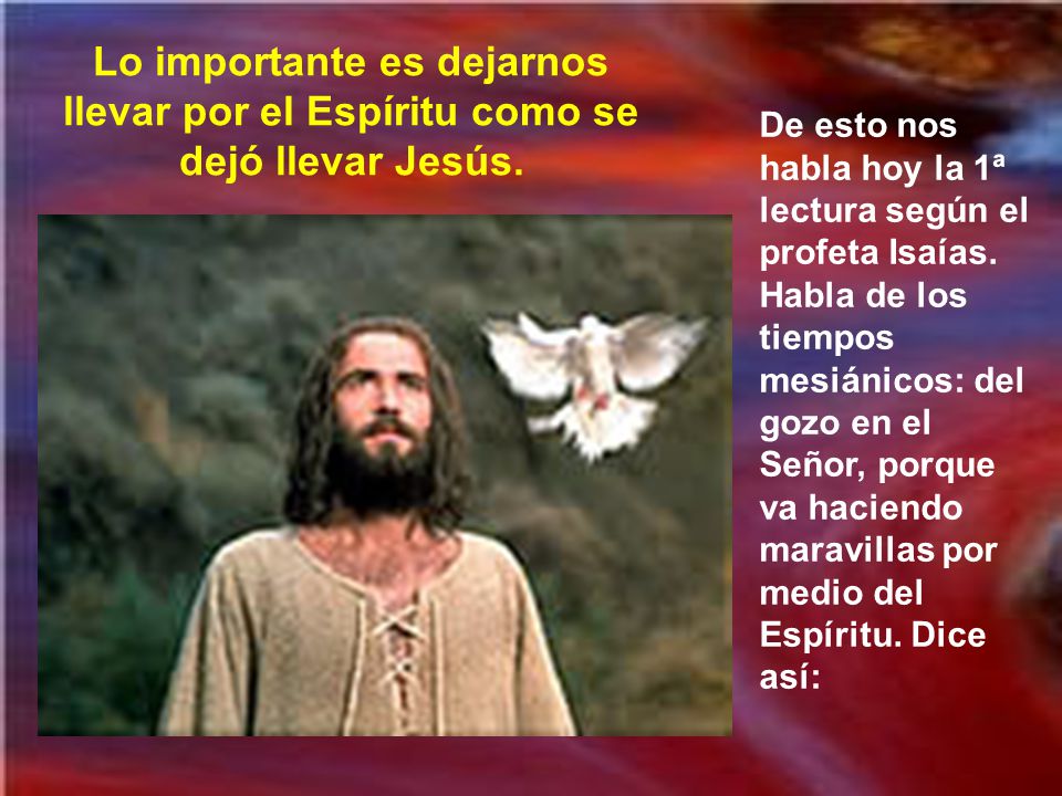 Lo importante es dejarnos llevar por el Espíritu como se dejó llevar Jesús.