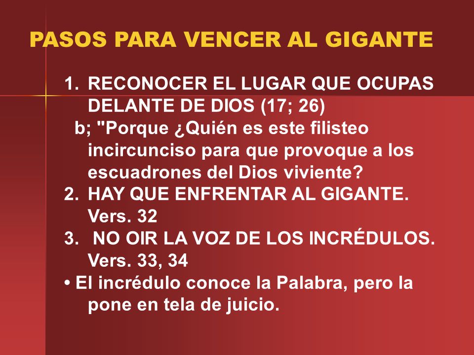 PASOS PARA VENCER AL GIGANTE