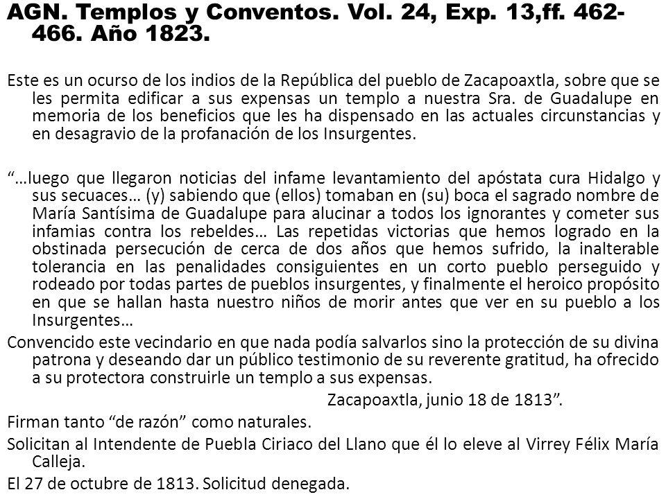 AGN. Templos y Conventos. Vol. 24, Exp. 13,ff Año 1823.