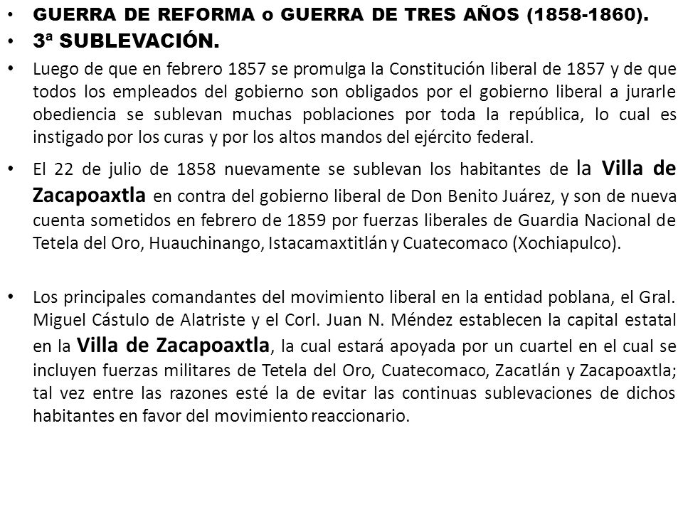 GUERRA DE REFORMA o GUERRA DE TRES AÑOS ( ).