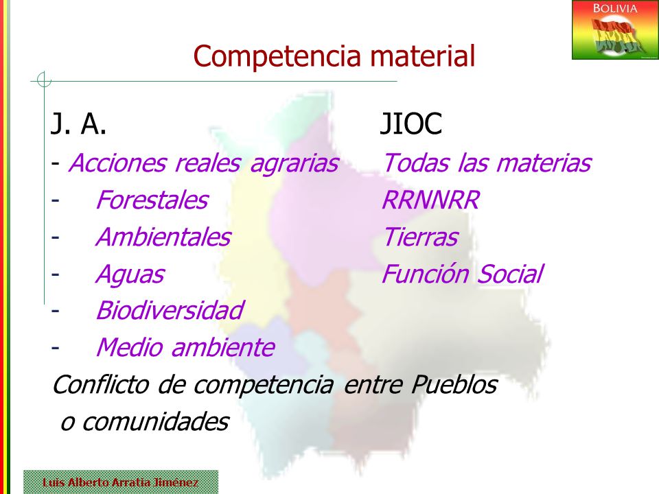 Competencia material J. A. JIOC