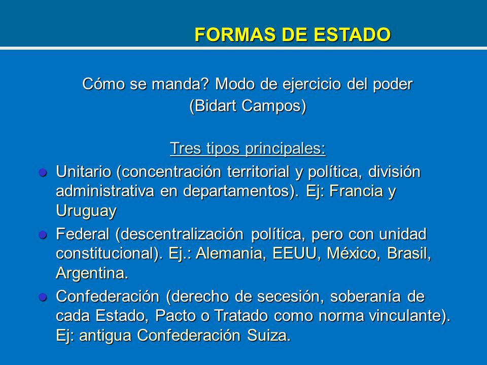 FORMAS DE ESTADO Cómo se manda Modo de ejercicio del poder