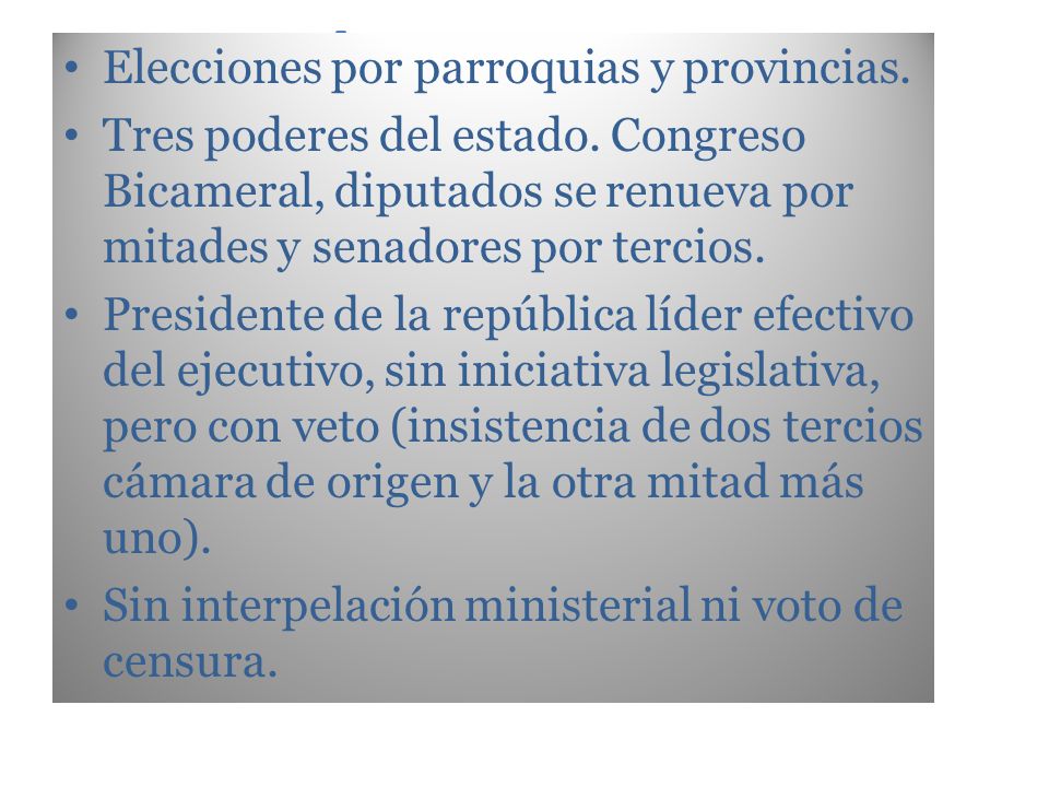 Elecciones por parroquias y provincias.