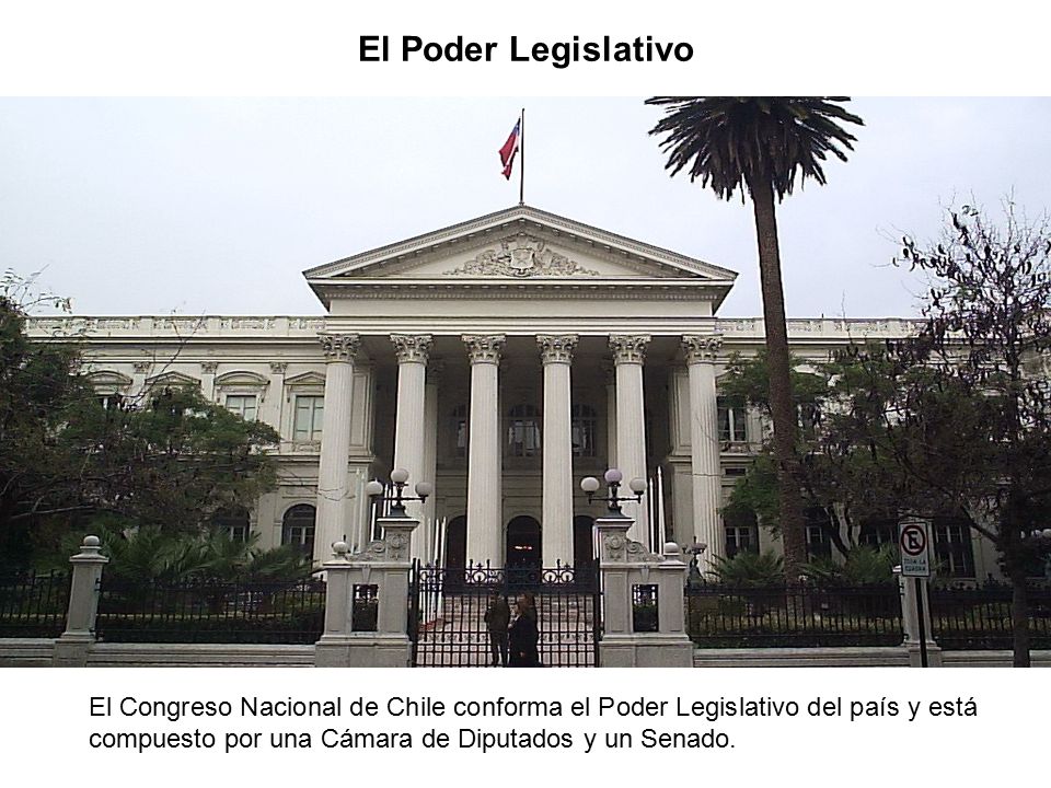 El Poder Legislativo El Congreso Nacional de Chile conforma el Poder Legislativo del país y está compuesto por una Cámara de Diputados y un Senado.
